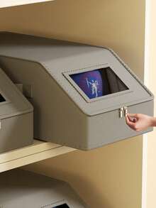 1pc Gray Oxford Cloth Hat Storage Box With Zipper And Lid, Dustproof, Visible, Stackable Baseball Cap Organizer - Multicolor - View 5