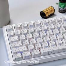 130+键帽套装，白色统一高度键帽（仅键帽），侧印背光线纹键帽，兼容104/98/87/75/68/64/61键键盘 - 白色 - 查看 3