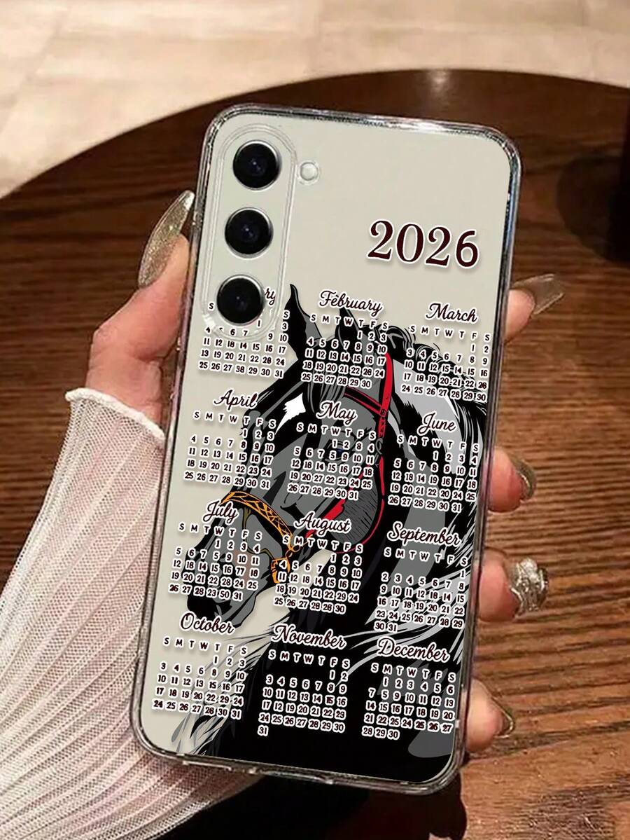 1pc Transparent 2026 Calendar Painted Thick Shockproof Painted Phone Case Compatible With IPhone 17pro/17Air /17/17promax16/11/16pro/16plus/16promax/16e/15Promax/13/14/12/XS/XR/7G/8P, Compatible With Samsung Galaxy 11/12Pro/12/12X/13Pro/14Pro/15Pro/, Compatible With Redmi 10/9/Note9/12c/Note11pro/Note8Pro