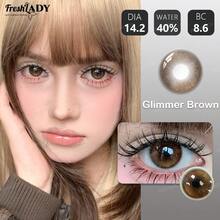 FRESH LADY 1 Pair , Grey/Brown Fashion Eye Lenses, For Dark And Light Eyes, Suitable For Daily Use, Work, School, And Cosplay Makeup, Yearly Use, 14.2 Mm - 0 - View 5