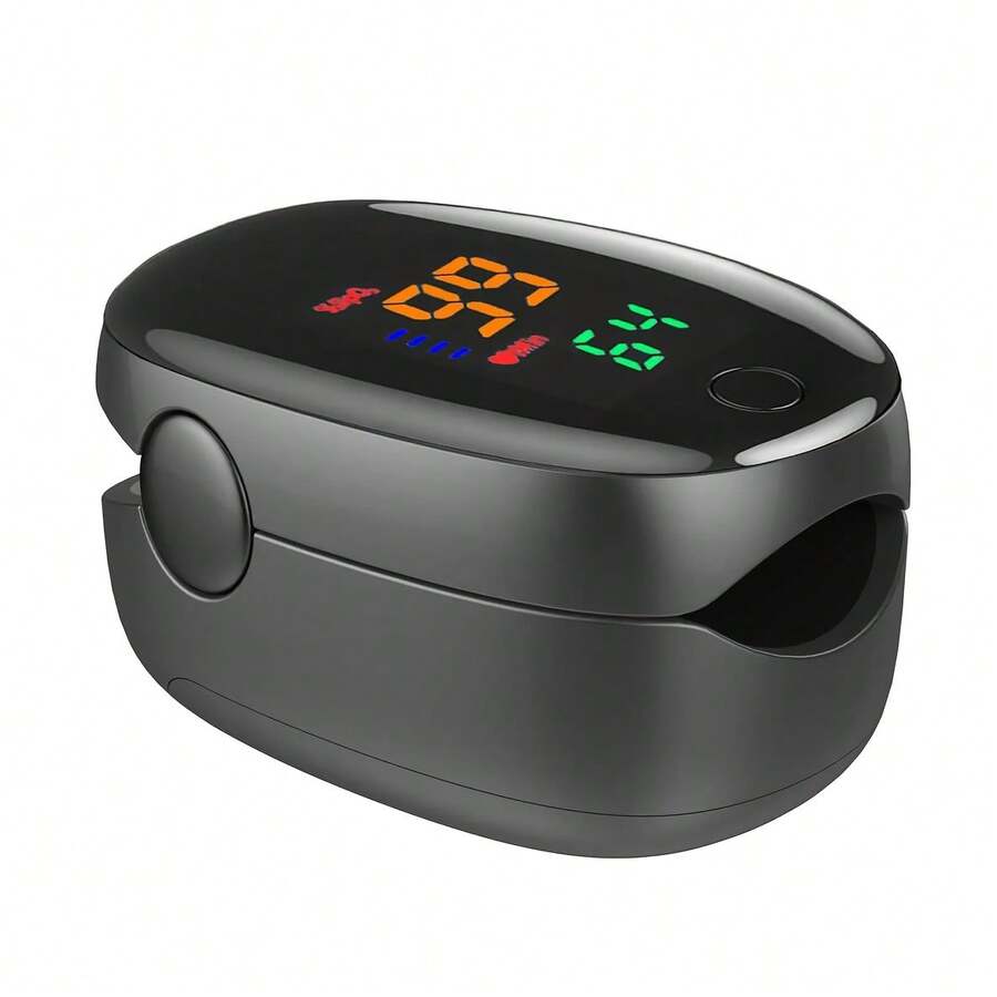 Pulsoóximetro de dedo - Combina la función de monitoreo de la saturación de oxígeno en la sangre y la medición de oxígeno en la sangre, es un instrumento portátil para detectar la saturación de oxígeno (SPO2) y la frecuencia cardíaca, no incluye cable de conexión, las baterías deben adquirirse por separado y también viene con una elegante caja de embalaje externa. - Negro - Ver 1