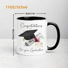 1个，11盎司毕业庆典马克杯，学士帽卷轴，2025届、2026届学生毕业礼物，可定制毕业姓名马克杯，大学及研究生毕业派对纪念礼物，多色高品质马克杯，咖啡杯，牛奶杯