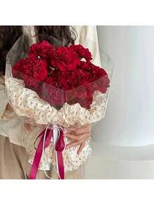 40pcs Pink Background Red Bow Transparent Thin Wrapping Paper, 70*50cm Gift Wrapping Paper, Pink Ballet Bow Wrapping Paper, Art Paper, Birthday Gift Wrapping Paper, Gift Bag Filler And Party Gift Wrapping Paper, Thin Paper, Bouquet Wrapping Paper, Gift Wrapping Paper