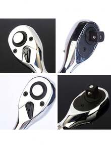 72-Tooth Ratchet Wrench With Short Handle, 1/4" Automatic Bi-Directional Socket Head, Auto Repair Tool