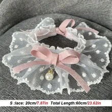 1件蕾丝蝴蝶结仿珍珠宠物项链，可爱兔子/猫咪领结宠物围巾，情人节宠物项圈，适合兔子/猫咪的小号宠物围兜，四季皆宜 - 彩色 - 查看 11