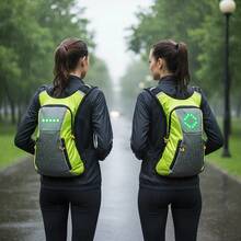 Mochila con señal de giro LED con control remoto inalámbrico de 18L, adecuada para ciclismo, skateboarding y correr - Verde - Ver 3