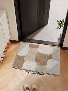1pc Brown Printed Area Rug, Plush Fabric, Soft & Comfortable Touch, Easy Care, Water-Resistant, Anti-Slip Backing, Machine Washable, Suitable For Living Room, Bedroom, Kitchen, Dining Room, Office, Room Decor, And Doormat. Suitable For Spring, Summer, Autumn, And Winter. - Beige - View 17