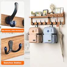 CYPN4 en 1 Porta Llaves para Pared 29" Perchero pared Desmontable con 11 Ganchos de Metal Repisas Decoracion de Pared para Ropa Llave y Cartas Portallaves para Entrada Sala de Estar Cocina OficinaFashion - Marrn - Ver 5