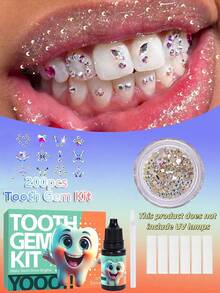 200pcs Tooth Gems Set, Includes Glue And Tools, DIY Tooth Crystals, Assorted Tooth Gem Jewelry Set, Easy To Attach, Fashionable Y2K Style, Sparkling Rhinestones Decorate Smile, Suitable For Beginners And Professionals (No UV Light Needed) - Multicolor - View 2