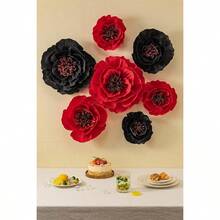 Flores de papel crepé flores artificiales flores de papel marfil de flores juego de 6 para decoración de boda baby shower fiesta de cumpleaños telón de fondo de fotos o y evento. - Rojo+Negro - Ver 6