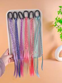 6 piezas de coleteros de colores aleatorios, sujetadores de pelo para niñas, accesorios para el cabello - Multicolor - Ver 4