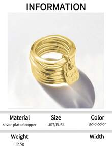 1 件奢华 6 层环锁 S925 纯银可调节戒指，适合日常、旅行、派对、节日礼物