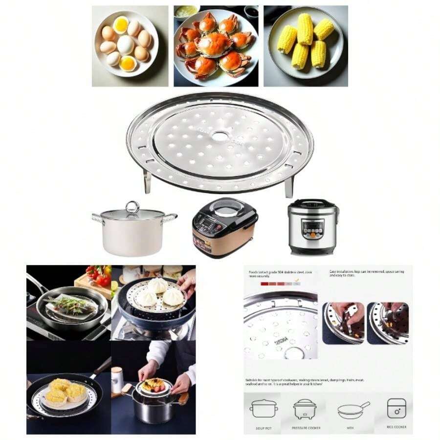 Steamer Rack, 68/19.5cm Inch Detachable 304 Stainless Steel Steaming And Cooling Rack Basket Holder Pressure Cooker Pot And Pan - Silver + 7.68 Inch - View 1