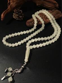 1串穆斯林99珠亚克力发光念珠，带3个流苏，伊斯兰祈祷念珠，中东宗教饰品 - 彩色 - 查看 4