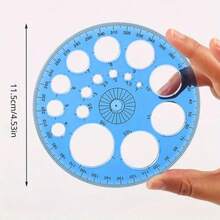 1pc 360 Degree Protractor Colorful Protractor Round Template Ruler, Transparent Blue Template, Essential For Handmade Crafts, Rotating Compass With Circle And Degree Markings, For Drawing, Quilting, Office And School Supplies, 4.55 Inch Diameter Protractor Template, Suitable For Handmade, Sewing And Design Projects, Durable Plastic Sewing Ruler, Compass,Rulers - Multicolor - View 6