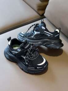 1双男女通用透气网面平底运动鞋，软底防滑休闲步行鞋，时尚百搭学生跑步鞋，适合春秋季穿着 - 黑色 - 查看 6