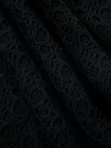 1件女士优雅斗篷，纯色针织镂空流苏披肩，高品质保暖外套，新款百搭斗篷毛衣，适合日常穿着 - 黑色 - 查看 7