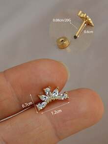 1 pieza Pendientes de botón chapados en oro de 18K, diseñados para oídos sensibles, pendientes de botón con corona de cobre, hoja y cruz de circonita, adecuados para cartílago de la oreja, hélix, trago, concha, lóbulo, daith, bajo contenido de alergia, 20G - Un par de pendientes de circonita redonda - Ver 29