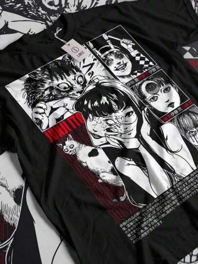 Camiseta 100% Algodón Horror Japón Guro Anime Divertida Camiseta Todas las Tallas (1)180g Suave y Agradable para la Piel