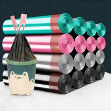 1/5/7 piezas Bolsas de basura de cocina con cordón reforzadas, adecuadas para dormitorio, cocina, baño, comedor, sala de estar, ducha y otros espacios del hogar. Bolsas de basura domésticas gruesas y duraderas - Multicolor - Ver 10