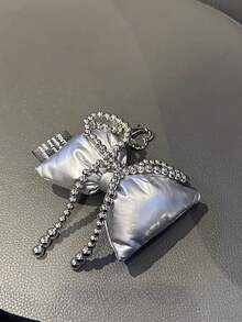 1pc Beaded Feather Bow Accessory Silver Beads Bowknot Keychain Bag Charm Suitable For Daily Life Gatherings Holidays Gifts Keychain Accessories - Multicolor - View 6