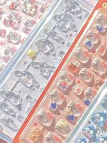 1张随机图案水晶浮雕贴纸，可爱3D卡通手机壳贴纸（颜色随机）