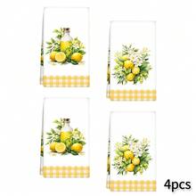 2/4 Piezas Paños de cocina con estampado de limón, toallas modernas de microfibra súper absorbentes, toallas de té para cocinar y hornear, paños de limpieza, toallas de mano, toallas de té, ultra suaves y altamente absorbentes, decoración de cocina, regalos para vecinos, madres, cumpleaños, regalos de inauguración de la casa para amigos, artículos esenciales de cocina, necesidades diarias - Multicolor - Ver 13