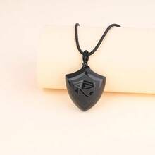 COAI Colgante Escudo de la Fe de Obsidiana Negra para Hombre - Ojo de Horus - Ver 4