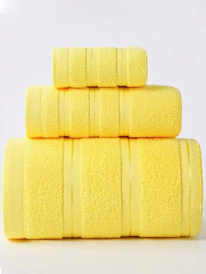 1件/3件套现代简约纯色条纹棉质浴巾 | 超柔软、高吸水性、速干桑拿浴巾、不掉毛、轻便，可选尺寸：34x75厘米浴巾/70x140厘米浴巾/34x34厘米面巾，耐用浴室必备品，情侣礼物