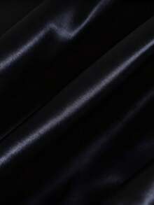 Satin V-Neck Long Sleeve Blouse, Minimalist Draping Elegant Office Commute Shirt - Black - View 3