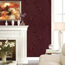 1卷红色玫瑰复古壁纸 - 自粘乙烯基材质，易于安装，适用于卧室、客厅、厨房家具、沙发、床头板装饰，家居装饰墙贴，DIY墙纸，45厘米*500/300/100厘米 - 酒紅色 - 查看 10