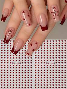 2pcs Mini Red Heart Nail Stickers Valentine's Day Nail Art Decals New Year Nail Supplies DIY Nail Charms Decorations - Đỏ - Xem 4