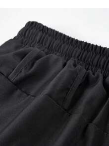 1pc Men's Sports Pants, 4-Season Fitness 2 In 1 Pants, Anti-Exposure, Elastic Lining With Pockets, Running Print - Black - View 4