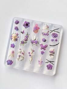 Beautizon Nailartlab 1pc Thorn Rose Nail Art Mold, Dark Gothic Style, New High Transparency Nail Mold - Multicolor - View 2