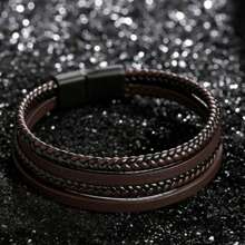 1pc Men's Multi-Layer Braided PU Leather Bracelet, Multilayer Design Suitable For Stacking, Sophisticated Casual Accessory, Punk Style, Perfect Gift For Him, Fashionable Accessory For Any Occasion - PU Four-layer Leather Bracelet - View 2