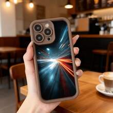 Cubierta de teléfono con diseño de espacio estelar azul rojo y efecto de luz para iPhone 14 Pro Max negra funda protectora con patrón de galaxia y rayos luminosos ideal para uso diario en cafeterías y salas de estar,Aplicable a los teléfonos de la serie Apple y Galaxy - Café integral - Ver 2