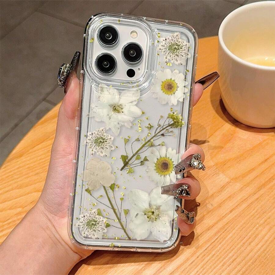 时尚个性化气垫透明TPU防震保护壳，兼容苹果和其他手机，适合作为情侣、女友、女儿和少女的生日和圣诞礼物。 - 無色 - 查看 1