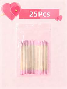 25/100/200/300/400/500/600/800/1000-Piece Pack Of Double-Ended Nail Polish Remover Cotton Swabs, Small Pointed Double-Ended Eyebrow And Makeup Cleaning Tools, Approximately 100 Pieces Per Pack, Can Be Used For Wiping, Nail Care Products, Nails, Nail Polish Remover, Nail Care Tools, Back-To-School Supplies, Press-On Nail Care Tools, Long Pointed Wooden Sticks, Used For Cleaning Fingertips And Applying Glue, Suitable For Touching Up Eyeliner, Eyeshadow, Lipstick, Nail Care, Etc. (Pink And White) - 粉色 - 查看 15