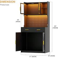 Muebles y accesorios para cocina y comedor.Vlsrka Alacenas para Cocina Muebles para Cocina con Luz Modernos Credenza Bufetera con 4 Puertas y 2 Cajones Grand Capacidad Almacenamiento Buffet Servidor Encimera para Sala de Estar - negro - Ver 2