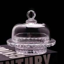 Elegant Hollow Pattern Transparent Glass Covered Serving Platter - Durable Crystal Glass Crafted Multi-Purpose Food Serving And Display Plate, Suitable For Daily Home Use, Parties, Weddings, Gifts, And Office