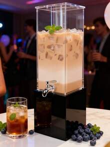 1个 | 约8升容量立式饮料机 | 尺寸 | 可视水位 + 防漏水龙头 + 出水顺畅 + 易于清洁 | 高透明亚克力材质 | 方形简约饮料机 | 适用于家庭、餐厅、派对、露台下午茶、商业酒吧等多种场景 | 可盛装果汁、苏打水、冷萃咖啡、柠檬水等冷饮，实用时尚，提升派对及日常饮用体验 - 黑色+透明 - 查看 6