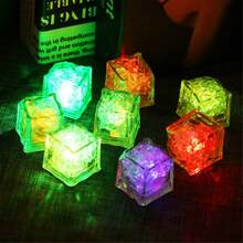 Pack Of 24 Glowing Ice Cubes, Multi-Colored LED Ice Cubes, Twinkling In The Dark, Suitable For Club, Party, And Wedding Decorations. - 彩色 - 查看 4
