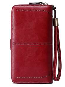 Best-Selling New Arrival Secure RFID Blocking - Large Capacity Vintage Coin With Zipper And Wristband - Multi-Card Slot Clutch Card Holder Hollow Out Vintage Style Women's Rfid Blocking Fold Wallet With Multiple Card Slots & Zipper Pocket Checkbook Cover Fashion Business Back To School Holiday Office Anniversary For Birthday Gift On Valentine Day Lady Female Women White-Collar Workers College Zipper Wallet Wallet Organizer Wallets For Ladies Mini Gift Teacher Gift Bag Present For Women Wallet Wristlet Wallet - 酒紅色 - 查看 2