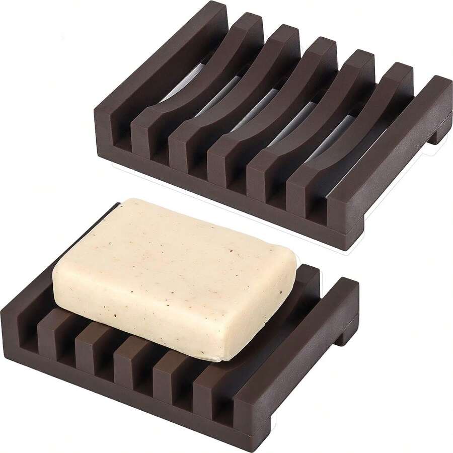 2 soportes para jabón, accesorios de baño antideslizantes, funda de jabón de silicona, para fregadero, tina, ducha, soporte de silicona para jabón, esponjas, depurador - Negro-2PCS - Ver 1