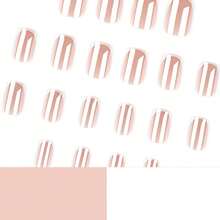 24片复古简约优雅日常经典简约现代北欧风极光白法式中号方形按压式人造指甲套装，适合简约风格的女孩和女士日常使用和美甲用品购物。 - 白色 - 查看 4