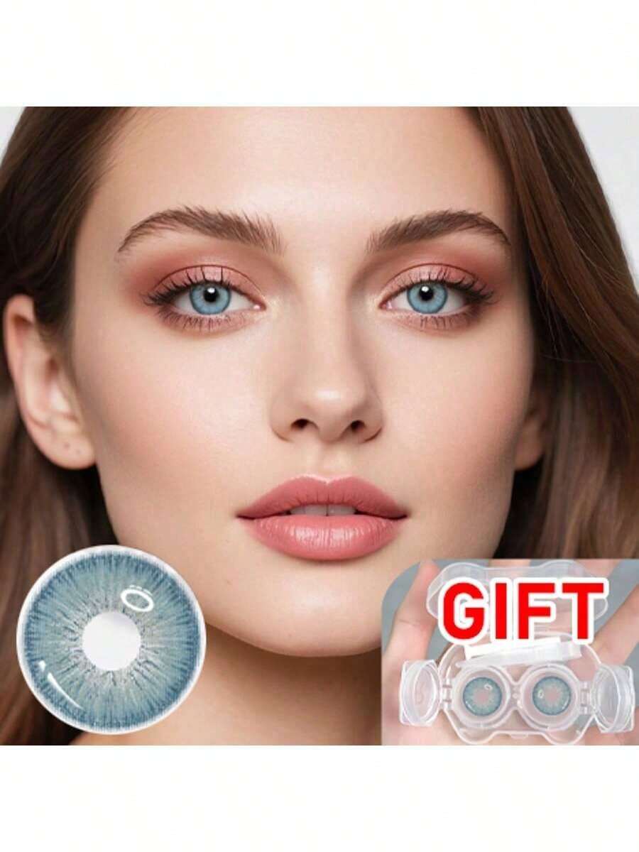 3D Contact Lens Touch Control Box Set, Tweezers Disassembly Tool, Portable Travel Accessories, Suitable For Daily Outdoor Use, Holiday Gifts, Halloween Role-Playing Special, Costume Party Equipment. - Màu xanh bụi bặm - Xem 1