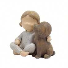 1pc Cute Angel Girl Doll Holding A Puppy, Suitable For Placing In Living Room Or Bookshelf As Home Decor. This Resin Puppy Figurine Is Great For Home, Bedroom, Office And Student Use, Also Ideal For Wedding, House Decoration And Party Decoration, Makes A Great Gift.