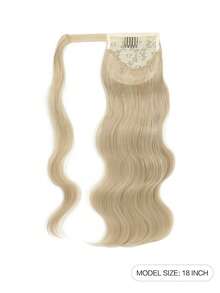 nimoki 18 Inch Heat Resistant Wavy Synthetic Fiber Ponytail Hair Extensions, Everyday Wear, Golden - Gold - View 10