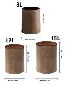 1pc Retro PP Trash Can, Kitchen Garbage Bin, Recycling Bin, Large Capacity Waste Basket For Bedroom, Living Room, Office - Multicolor - View 4