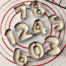 Numeric Cookie Cutter Set. Includes 0-8 Number Shaped Cutters (6-9 Are Inverted Design), Made Of Stainless Steel, Cookie Baking Molds, Numeric Baking Tools - Silver - View 2